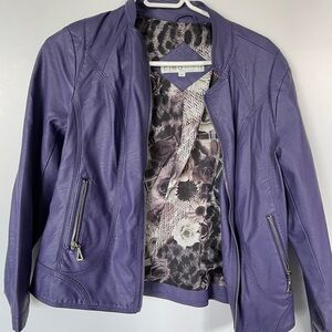 CLEO Purple Faux Leather Moto Jacket | size xs